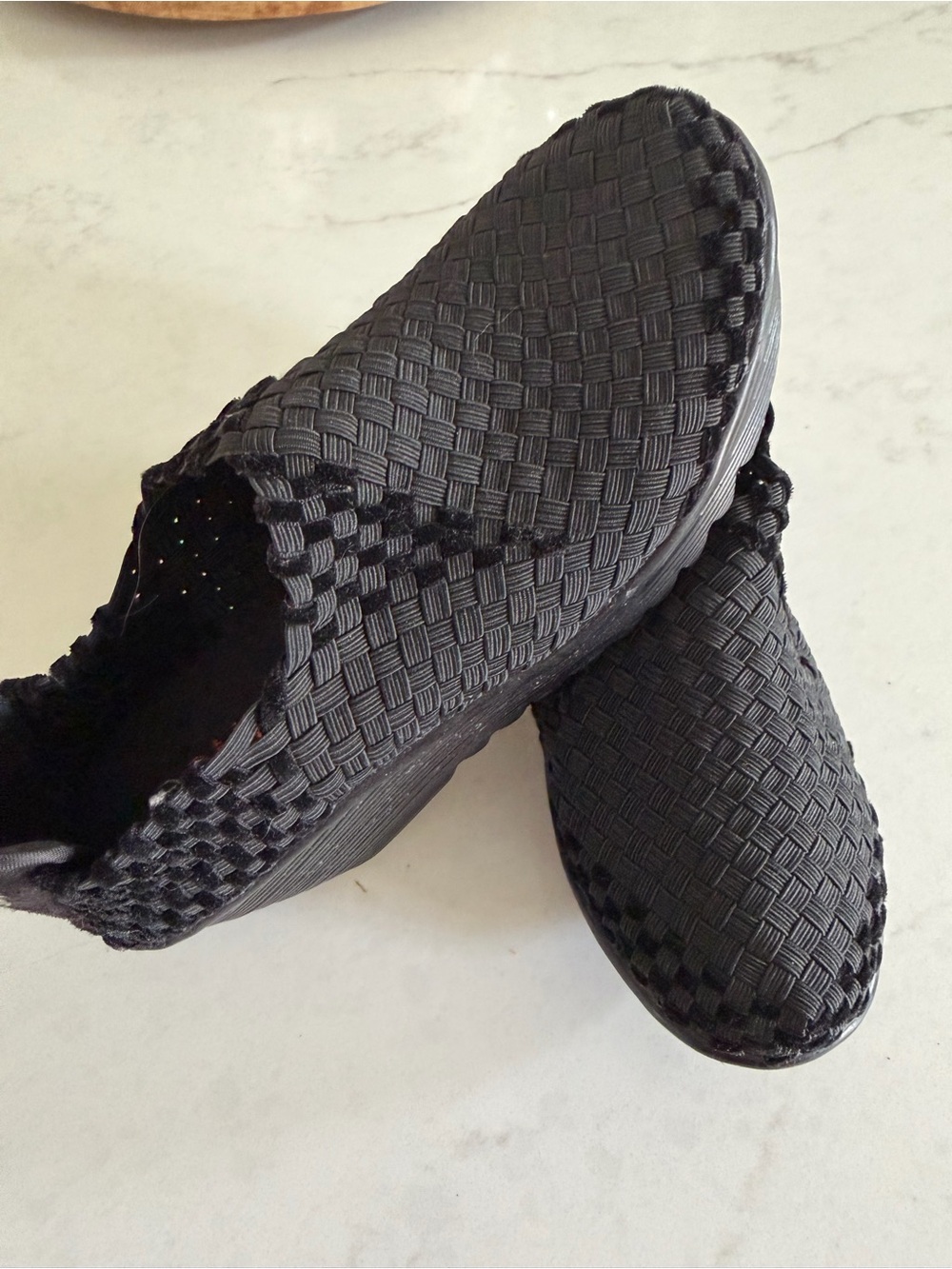 bernie mev. Black Woven Slip-On Shoe